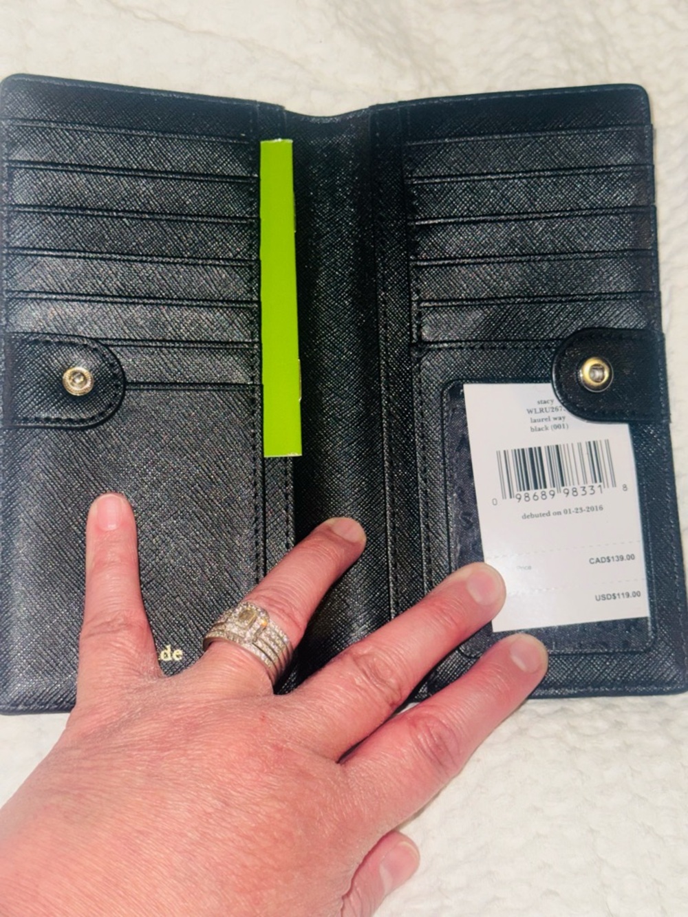Kate Spade Black Saffiano Leather Continental Wallet NWT - Picture 5 of 8